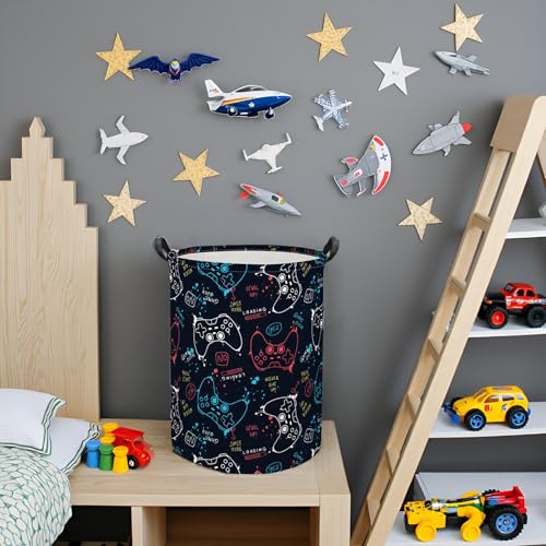 Image of Game Laundry Basket Boys Kids Baby Laundry Hamper Dirty Clothes Organizer Storage Bin Nursery Hamper for Bedroom Room Decor(Game)