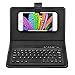 Lazmin Teclado inalámbrico Bluetooth, Funda de Cuero PU con Soporte para iOS/teléfonos Android Cable USB Recargable Teclado extraíble Universal(Negro)
