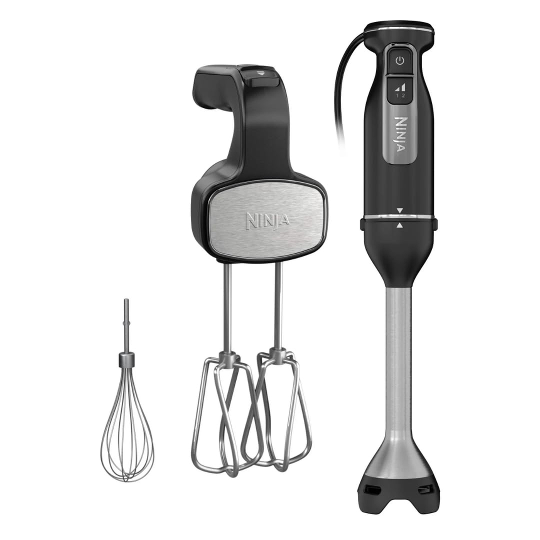 Ninja Foodi Power Mixer System CI100 – 650W Hand Blender and Hand Mixer Combo with Whisk, Beaters, and 3-Cup Blending Vessel