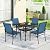 Incbruce 5 Pieces Patio Dining Set, Outdoor Dining Set of 4 Textilene Chairs and Square Table with Umbrella Hole for Backyard, Garden, and Poolside (Blue)