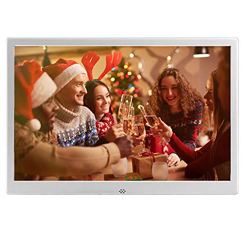 Cadre photo numérique en métal de 12 pouces, lecteur vidéo photo avec télécommande 1280 x 800, cadre photo électronique, port USB SD MMC MS