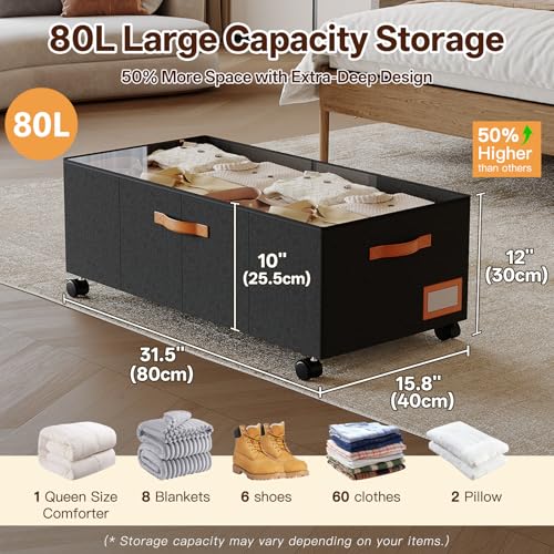 Under-Bed-Storage-with-Wheels-12-Height-Under-Bed-Storage-Extra-Deep-Under-Bed-Storage-Containers-Perfect-for-14-Bed-Frame-No-Assemble-Metal-Rolling-Underbed-Storage-for-Clothes-Shoes-Blankets