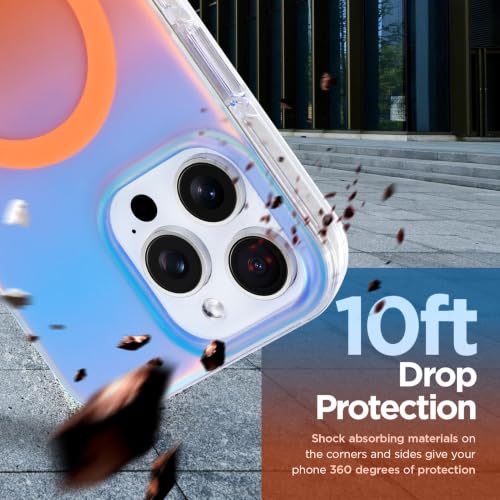 Image of Magnetic Case for iPhone 16 Pro Max [Compatible with Magsafe] | [Anti-Yellowing] [1 Screen Protector] Cute Fashion Iridescent Case for iPhone 16 Pro Max 6.9 inch 2024, Blue Orange