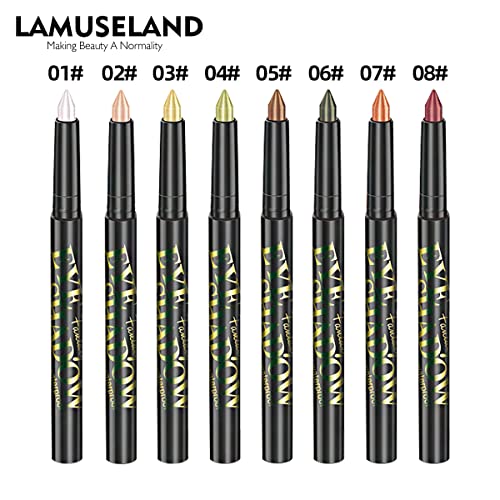 Lamuseland 8 Colors/Set Eyeshadow Stick, Glitter Smooth Eyeshadow Pen, Matte Eye Shadow Stick, Brighten Shimmer Eye Makeup Cosmetics, Waterproof Long-Lasting Eye Shadow Pencil Gift Kits For Women Girl #TOP1
