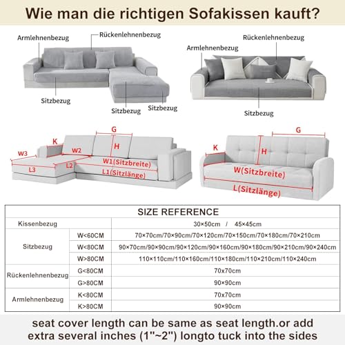 BXAEYIPOR Couch Überzug,Sofa Überzug,Sofa-Schutzhülle mit Rutschfester Unterlage,Neue Universelle rutschfeste Solide Strukturierte für Wohnzimmer,Multi-Size Sofa Sitzkissenbezug.