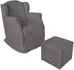 Poltrona de Amamentação Balanço Com Puff Platinum Decor (Cinza)