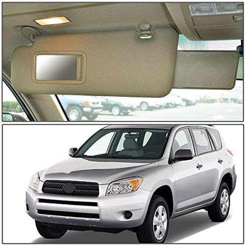 Dna Motoring Ztl-Y-0155-Ye Factory Style Left Driver Side Sun Visor For 06-12 Toyota Rav4 Illuminated Models, Ivory/Tan/Beige,Ivory / Tan / Beige #TOP5