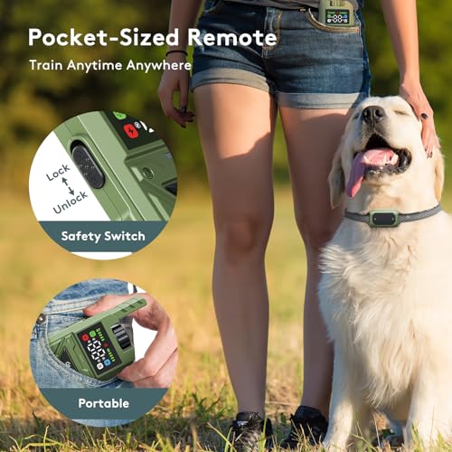 Image of Wireless Dog Fence & Training Collar - Waterproof Electric Fence System with Remote, Pet Containment, Adjustable Range 33-1000ft, Safe Shock /Vibration /Beep Modes (Green with 2 Collars)