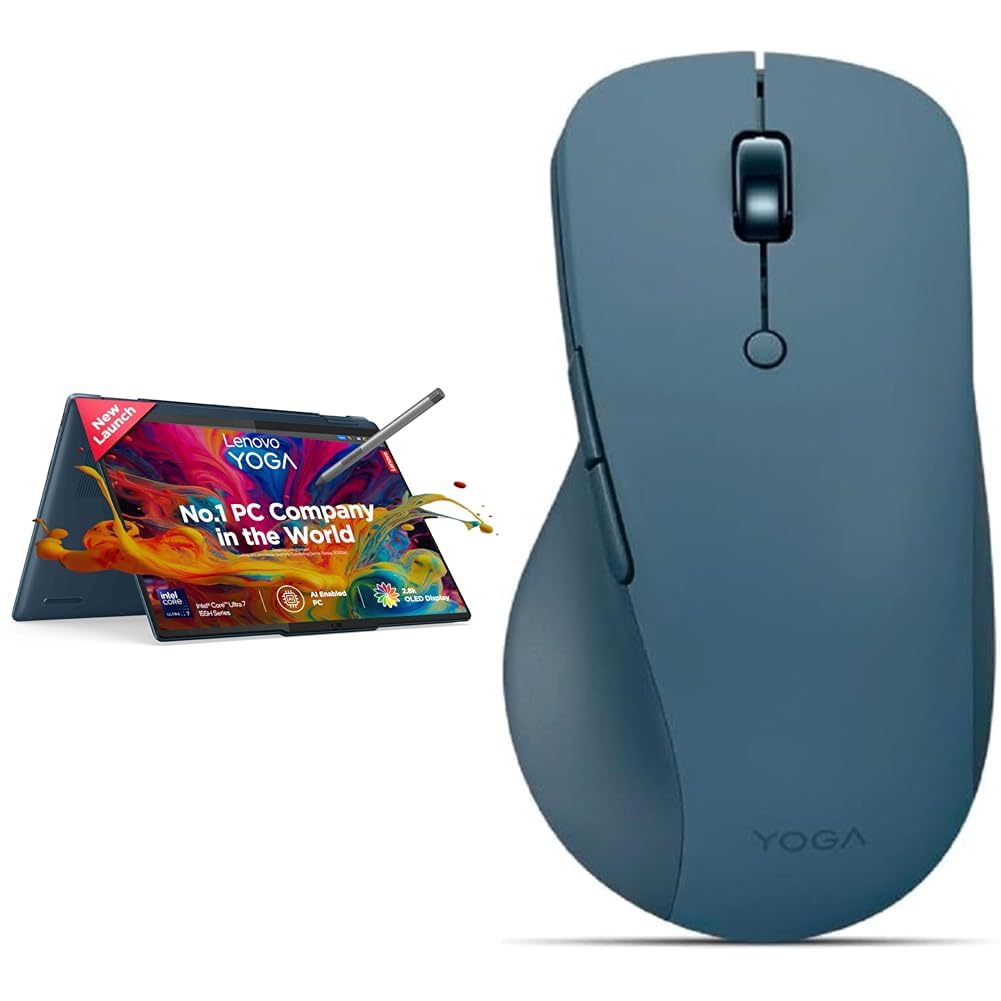 Lenovo Yoga 7 Intel Evo Core Ultra 7 155H Built-in AI 14"(35.5cm) 2.8K OLED 400Nits 2-in-1 Laptop (32GB/1TB SSD/Win 11/Office 21/Digital Pen/FDH+IR Camera/Teal/1.5Kg), 83DJ008WIN + + Yoga Pro Mouse