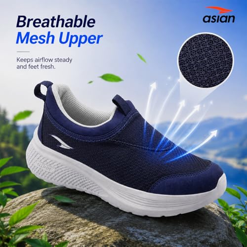 Image of ASIAN Wonderwalk-31 Men's Walking Shoes | Slip-On Daily Walk Trainer with Breathable Knit Mesh, Memory Foam Comfort & Lightweight Design