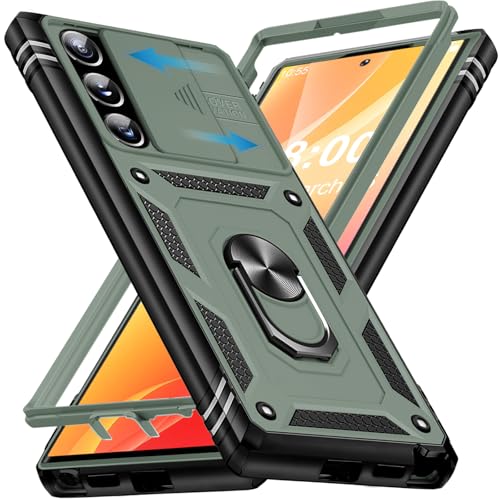 Giyer für Samsung Galaxy S24 Ultra Hülle, Handyhülle S24 Ultra 5G mit Kameraschutz 360° Metall Ring Ständer Stoßfest Bum...