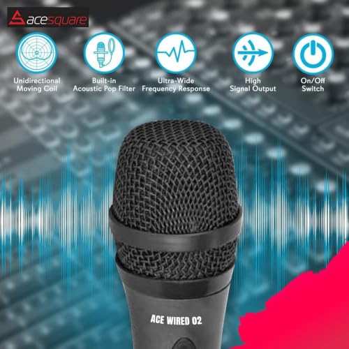 Image of VRJTEC Dynamic Microphone Karaoke with Wire, Black | Unidirectional Vocal, Cardioid, Solo Vocals & Karaoke Singing, 2 Meter Cable, Wired Mic 02