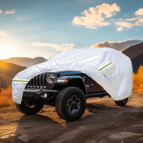 Image of 5 Layers Waterproof Car Covers for Trucks All Weather Season UV Protection Rainproof Outdoor Full Cover Universal Fit Truck Length Up to 242 inch, Max Cab Length 146 inch