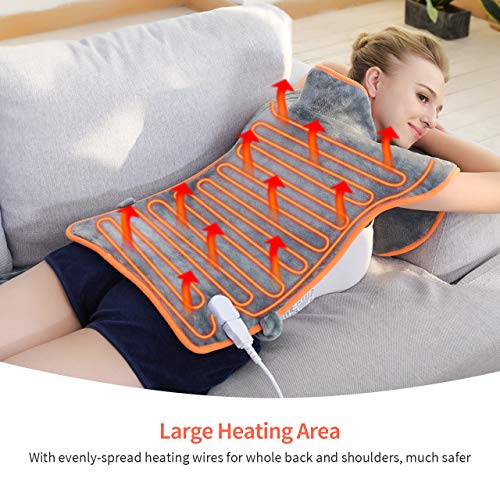 XXL Heating Pads for Back Pain 23.6"x33.5" ATMOKO Electric Heat Pad for Shoulder Back Soothing Muscle Pain and Tension Relief Therapy, Auto-Off, Fast Heating, Washable