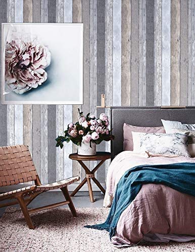 Carta da parati in legno grigio chiaro e grigio