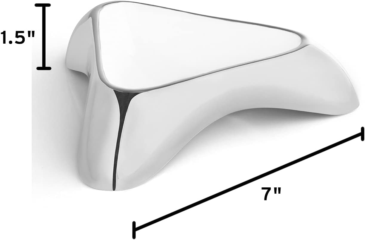 Nambé Small Pet Bowl, 7” x 1.5” – Triangular Cat & Dog Food & Water Dish with Rounded Edges, Non-Slip Grips, Stylish Alloy with Enameled Interior, Durable Feeding Bowl for Small Dogs & Cats