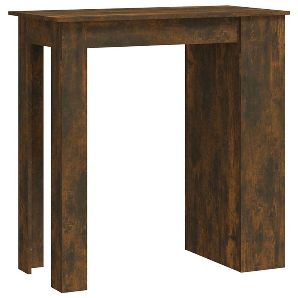 Tavolo da Bar Alto con Ripiani 102x50x103,5 cm Rovere Fumo | Mobile bistrot salvaspazio per cucina o soggiorno con 3 scaffali laterali per riporre bottiglie e accessori.