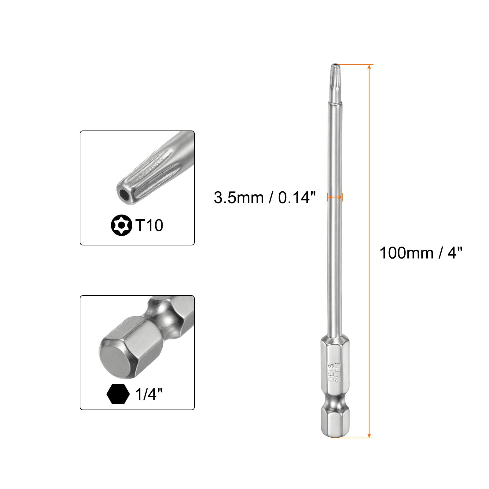 Sourcing Map T10 Torx-Bits, 50 Mm, Magnetisch, S2-Stahl – Für Schraubendreher & Bohrmaschinen