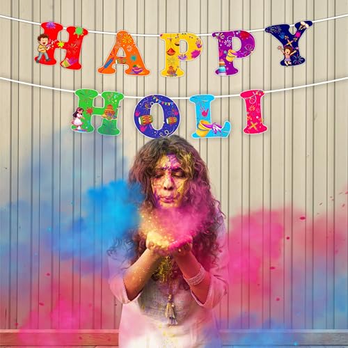 Image of Happy Holi Photo Booth Props Set (20+ Pcs) for Kids & Newborn | Festival Photoshoot Accessories, Party Decorations Cards, Colorful Holi Celebration Props