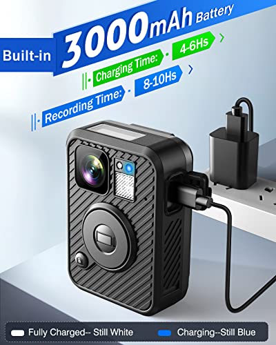 Boblov F2 Body Worn Camera 64Gb With 3000Mah Battery, Wifi Gps Enabled, Duall Screens Support 8-10Hours Recording For Recorder #TOP4