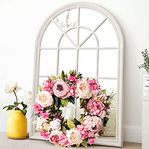 Hoomall 14" Pink Peony Wreath Spring Wreath, Spring Wreath For Front Door, Artificial Flower Wreath Spring Winter Wreath For Indoor Outdoor Wedding Wall Outdoor Home Wreath Decor #TOP1