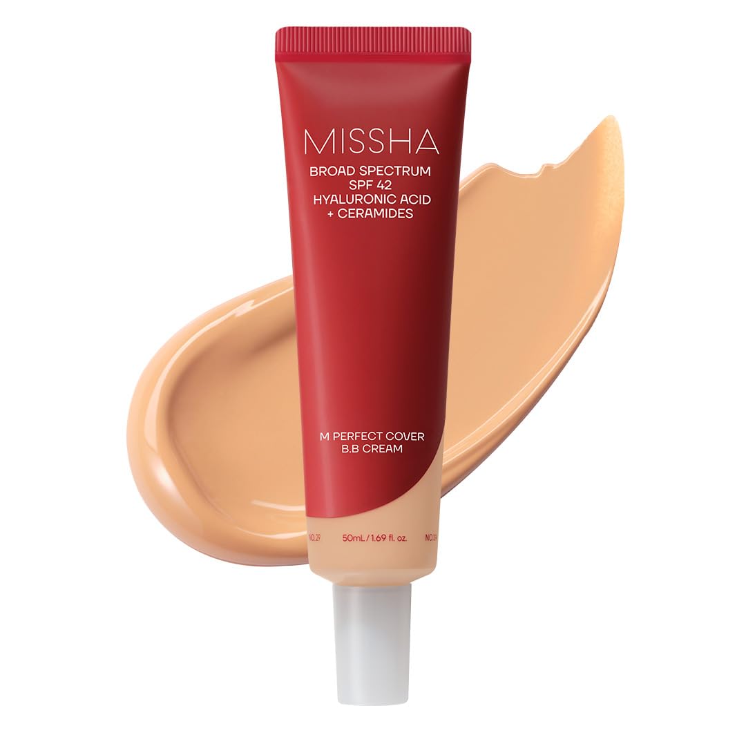 MISSHA M Perfect Cover Full Coverage Bb Cream Spf42 Pa+++ - (50Ml, No 29 - Golden Beige) | Matte Finish | All Skin Types | Radiant Glow (Golden Beige) (Caramel Beige)-image-10