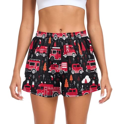 UMIRIKO Fire Truck Athletic Shorts for Women with Pockets S 202a8787