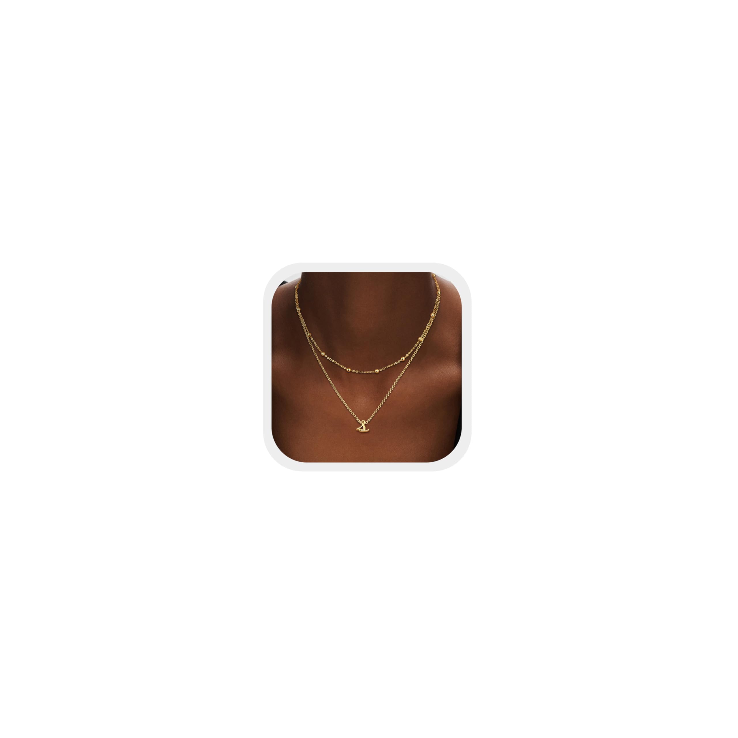 JeweBella Collana Con Iniziale Oro 18K Per Donna: Lettera Impilabile Personalizzata Con Perline, Regalo Anniversario - 2