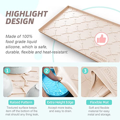 Sikadeer Under Sink Mat For Kitchen Waterproof, 31" X 22" Silicone Under Sink Liner, Hold Up To 3.7 Gallons Liquid, Kitchen Bathroom Cabinet Mat And Protector For Drips Leaks Spills Tray (Beige) #TOP3