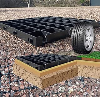 DRIVEWAY PARKING GRIDS 10 SQUARE METRES = X40 DRIVEWAY GRIDS @ 50x50cm + HEAVY DUTY WEED FABRIC MEMBRANE - GRAVEL GRIDS OR GRASS GRIDS (4 makes 1 square metre) PLASTIC STABILITY GRIDS ECO PAVING BASES & DRIVE WAY GRID POROUS PAVING GRASS AND GRAVEL GRIDS