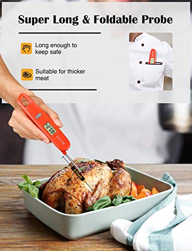 Habor Digital Kitchen Thermometer Instant Read Sensor with Foldable Probe for Food Baking Liquid Meat BBQ Grill Smokers, Standard, Chipotle - Thumbnail 4