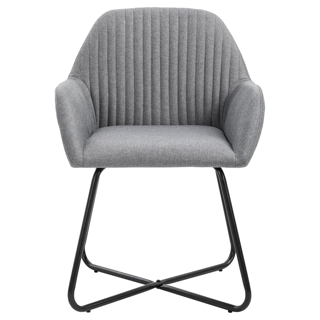 Krzesła do jadalni zestaw 6 szt. jasnoszary materiał z podłokietnikami i oparciem, nowoczesne wyściełane, do jadalni, salonu, kuchni, stabilne, ergonomiczne, 61 x 61 x 84 cm
