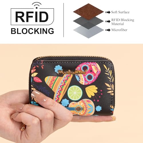 Image of Montana West Credit Card Holder Small RFID Wallet Compact Mini Card Organizer Case with Zipper Gifts