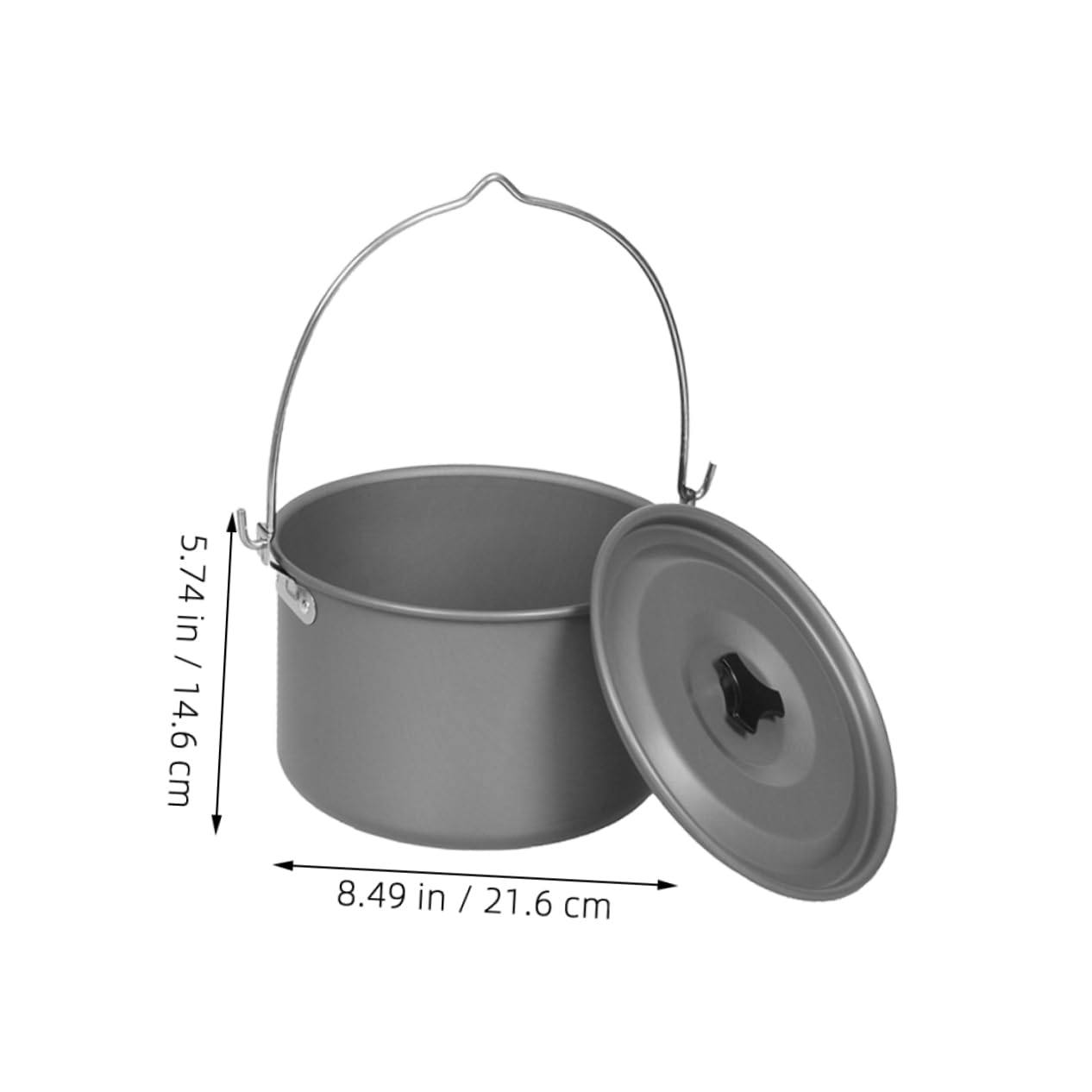 VICASKY Portable Camping Cooking Pot with Lid Lightweight Aluminum Hanging Cookware for Outdoor Cooking for People for Hiking Picnics and Bbqs