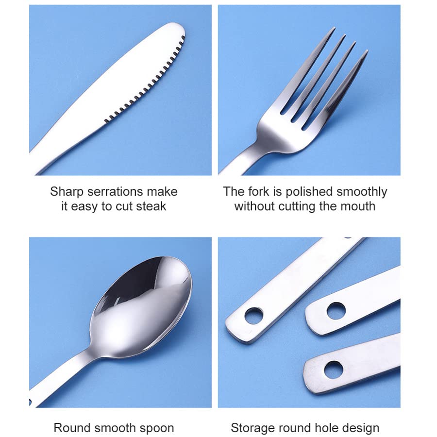 ARFUKA Camping Utensil Set, Stainless Steel Spoon Fork Knife Combo and Case, Travel Camping Picnic Cutlery Set for Travel/Camping/Hiking/Picnic/Barbecue/Outdoor Backpacking