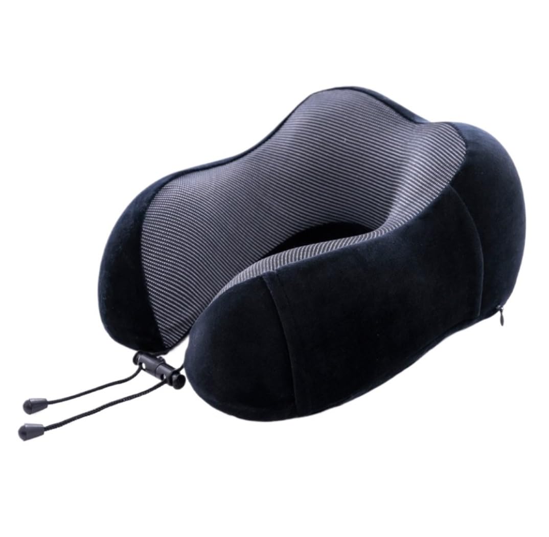 Cuscino da Viaggio Cuscino da Collo Cuscino da viaggio in memory foam con supporto per la testa per aereo, auto, treno, casa Cuscino da Viaggio Aereo(Black)