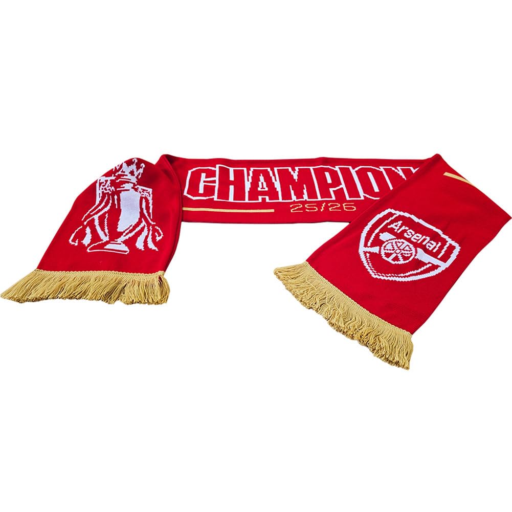 AllSports Official Merch Officially Licensed Arsenal Champions 25/26 | Commemorative Fan Trophy Scarf | Red and Gold | Gunners Gift | Football Supporters