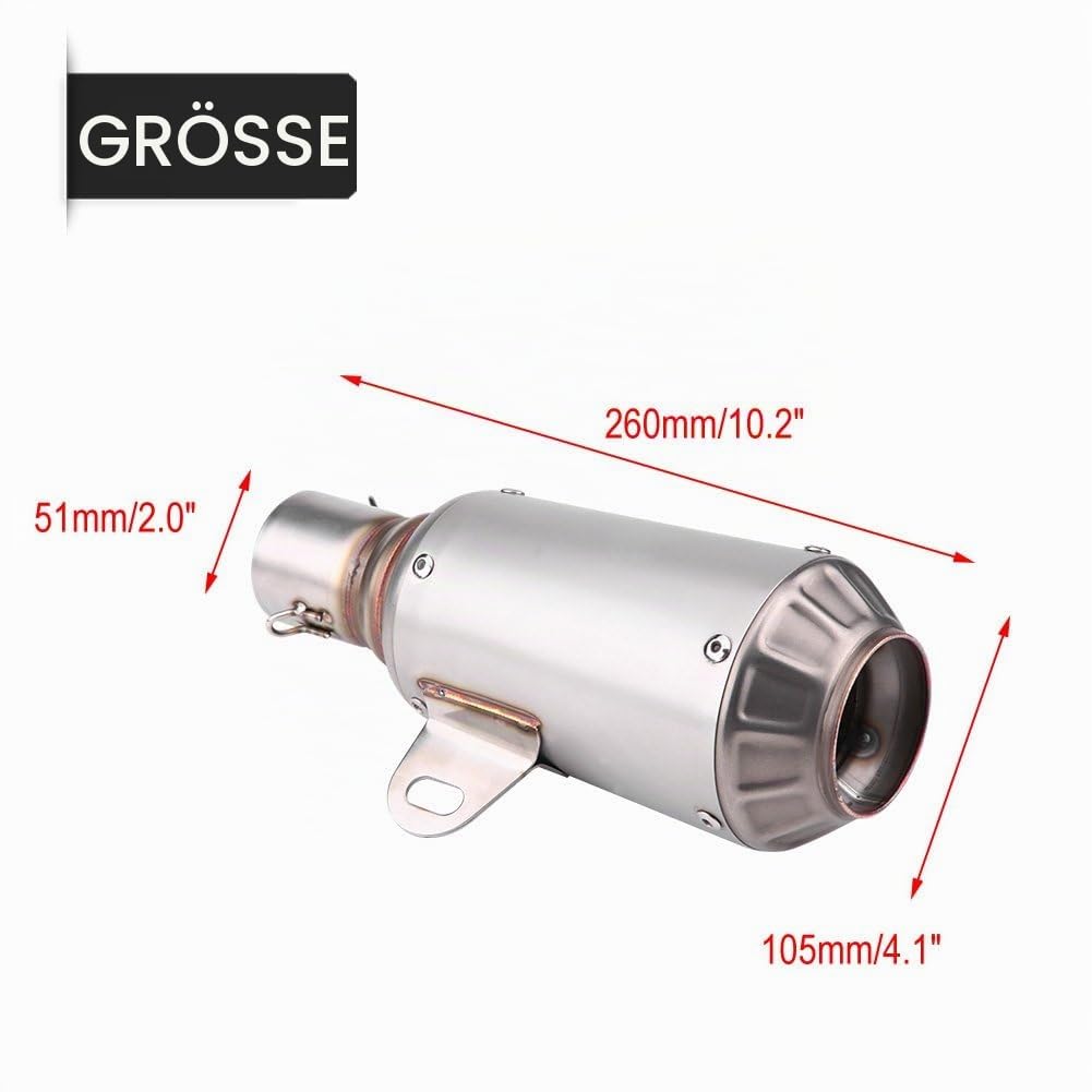 Motorrad Auspuffrohr Universal Schalldämpfer Edelstahl Auspuff Endrohr Spitze für die meisten Motorräder mit 51 mm Durchmesser(Titan)
