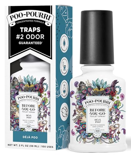 poo-pourri before-you-go toilet spray deja poo 2 fl oz - white flowers and citrus