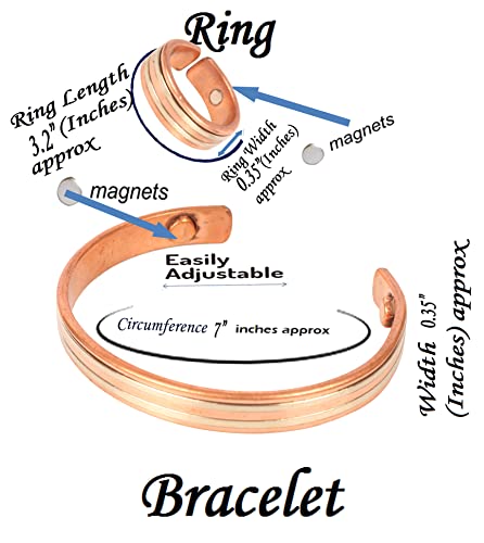 Touchstone Handcrafted Copper Healing Hand Forged With Solid And High Gauge Spiral Wire Braided Pattern Minimalistic Elegance Pure Copper Bracelet And Identical Ring In Two Tones #TOP1