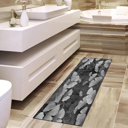 Alfombra gris de pasillo 70x350 cm decorativa con base segura 4
