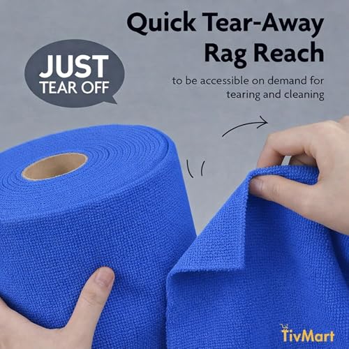 Image of TivMart Microfiber Cleaning Cloth roll | Tear-Away Sheets 10x10 in | Reusable Washable lint-Free Towels for Kitchen car Office | Ultra Absorbent 180 GSM | Blue Pack of 10