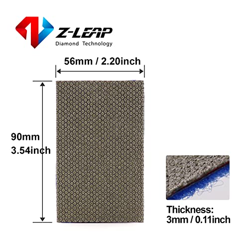 Z-Leap Diamond Paper Sheet Electroplated Sandpaper Hook And Loop Nylon Backing For Hand Polishing Glass Porcelain Ceramic 4Pcs #TOP1