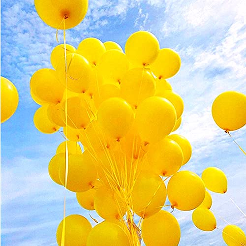 Image of KBZVNAF Yellow Balloons Latex Party Balloon - 50 Pack 12 inch Round Helium Balloons for Birthday Wedding Baby Shower Sunflower Honeybee Theme Party Decorations | Round Helium Yellow Balloons for Birthday Wedding Baby Shower Sunflower Honeybee Theme Party Decorations