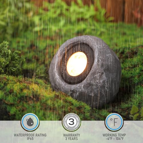 Image of LEONLITE 4-Pack 5CCT LED Rock Lights Outdoor, Round, Dark Gray