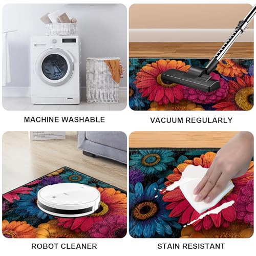 Tapete decorativo Flower Area Rug 2x3 ft lavable antideslizante miniatura 3