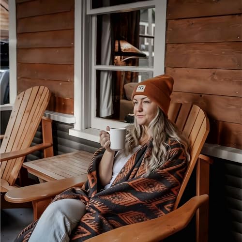 PuTian-Merino-Wool-Blanket-4-lbs-Warm-Thick-Washable-Large-87-x-63-Throw-for-Outdoors-CampingCouch-Bed-Travel-Super-Soft-Wool-Blanket-Bohemia-Orange