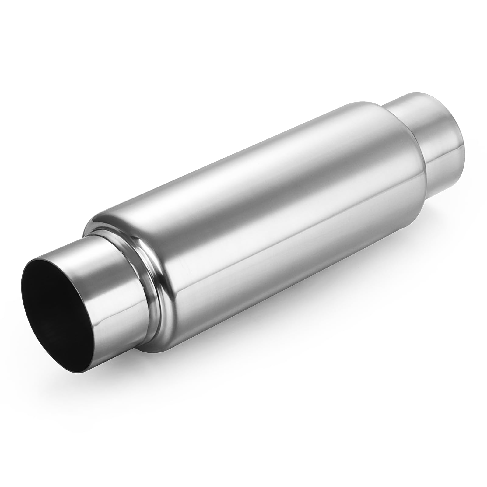 A-KARCK 3" Inlet Exhaust Resonator, 3" Inlet 3" Outlet 13.8" Overall Length Muffler Resonator Stainless Steel Polished