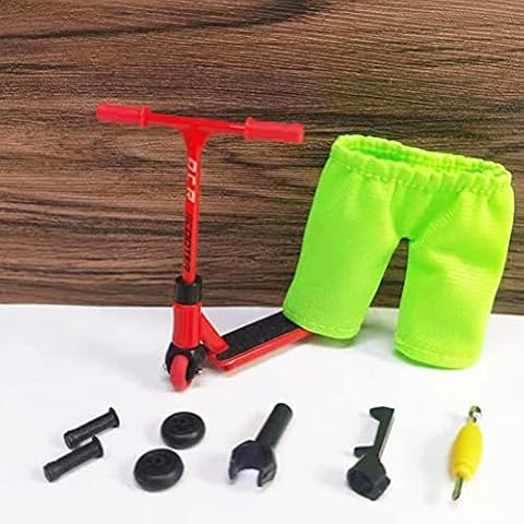 Tech Deck Finger Scooter Set, Skate Ramp Pro Fingerboard with Mini Scooters Tools and Finger Board Accessories Grip, Mini Finger Scooter Interactive Finger Toy Novelty Sensory Skateboard Kit - Red Cover