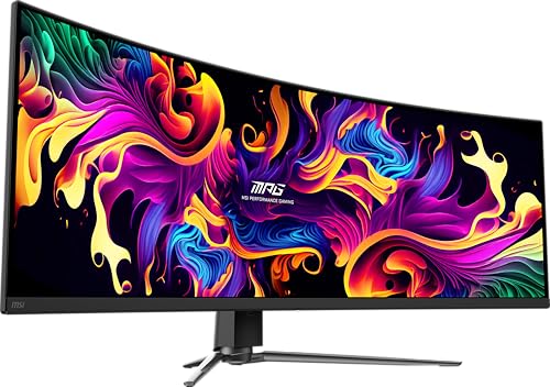 MPG 491CQPX QD-OLED 49" Monitor, DQHD 5120x1440 1800R, 240Hz, 0.03ms, DisplayHDR True Black 400, G-SYNC, FreeSync Premium Pro, HDMI 2.1, DP 1.4a, USB-C (98W PD), Nero - Monitor - Immagine 1